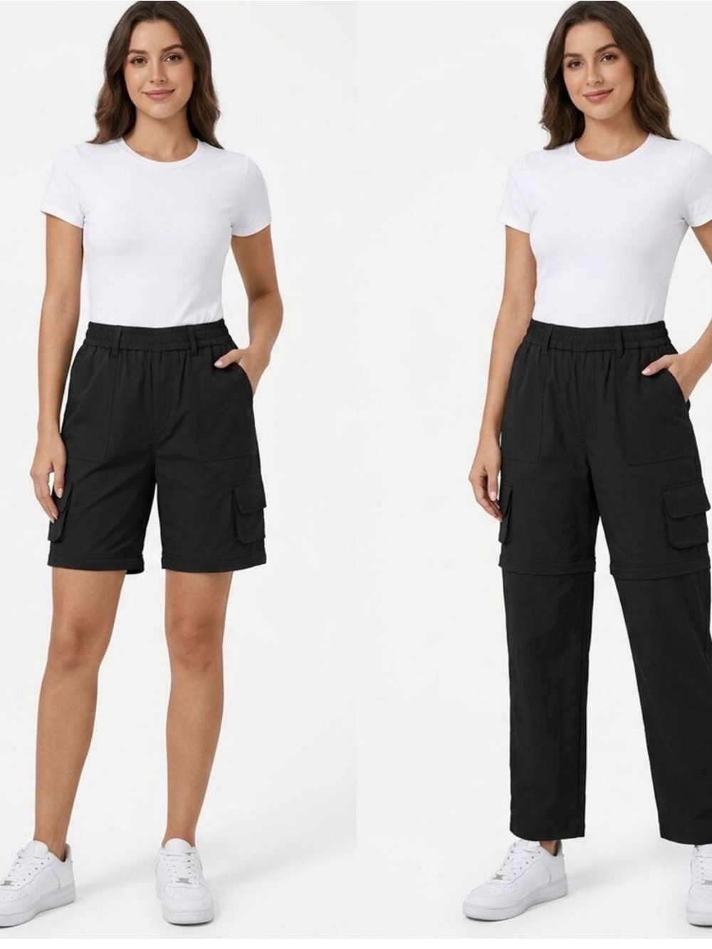 HALARA Black Convertible Cargo Track Pants-Joggers